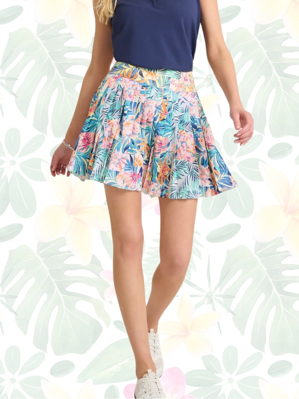 Women Tommy Bahama Coast Pleated Island zone Skort tropical floral XLarge